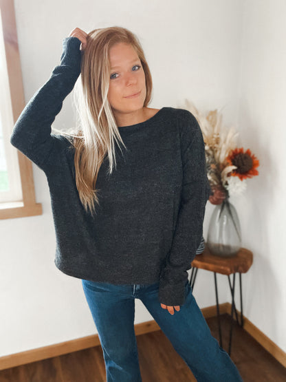 Ribbed Dolman Crew Neck Sweater